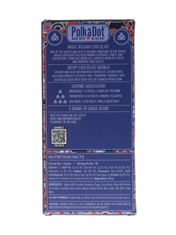 Krispy Chocolate Crunch PolkaDot Magic Mushroom Belgian Milk Chocolate 250mg - Image 2